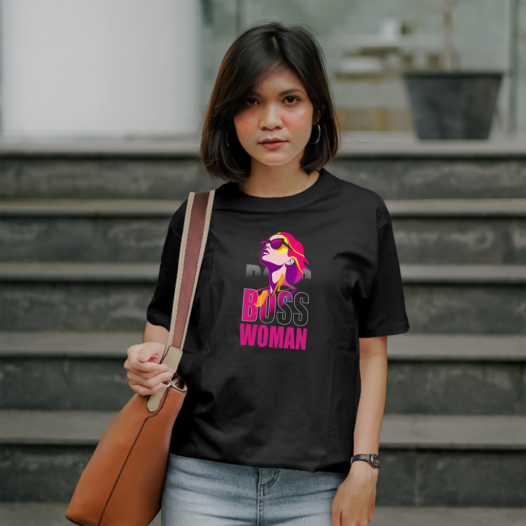 BossWoman | Women Entrepreneur Edition | Graphic Tee | 100% Cotton | Half Sleeve Female Classic Crew T-Shirt